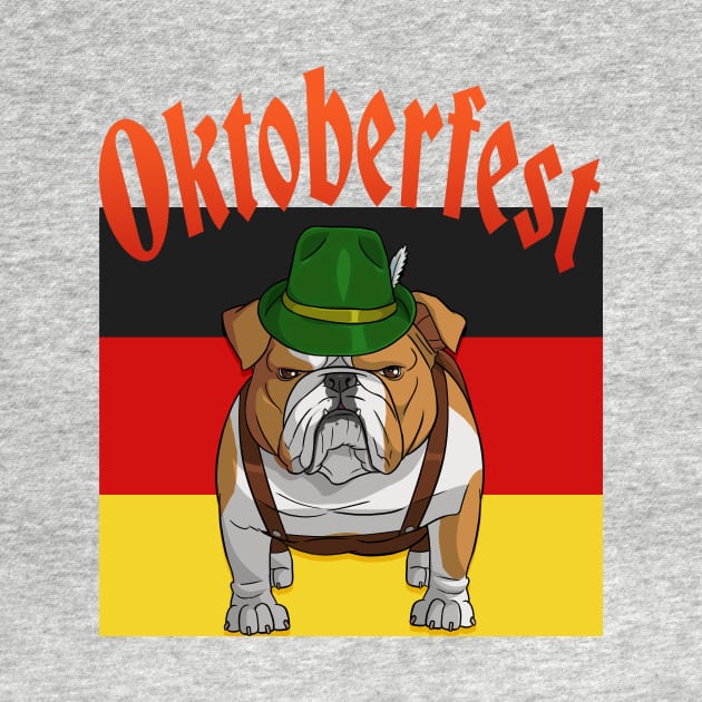 English Bulldog Lederhosen Alpine Oktoberfest by Noseking